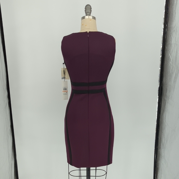 19964 NEW Calvin Klein Colorblock Sheath Dress Purple Black size 2P Business - Picture 2 of 7